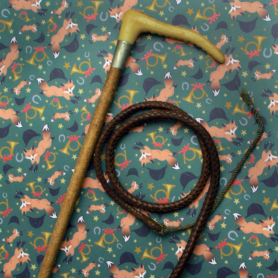 Hunt Seat Paper Co. - Wholesale Wrapping Paper Roll - Holiday Fox - Equestrian Horse Gift Wrapping Paper5