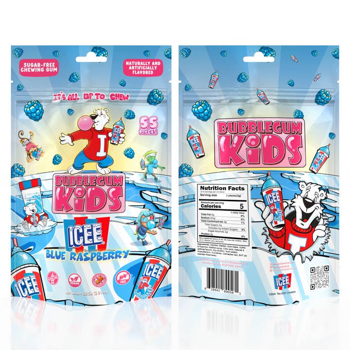 Bubblegum Kids - Wholesale Chewing Gum - ICEE Blue Raspberry Sugar-Free Gum – 2.91oz, 10ct RRP2