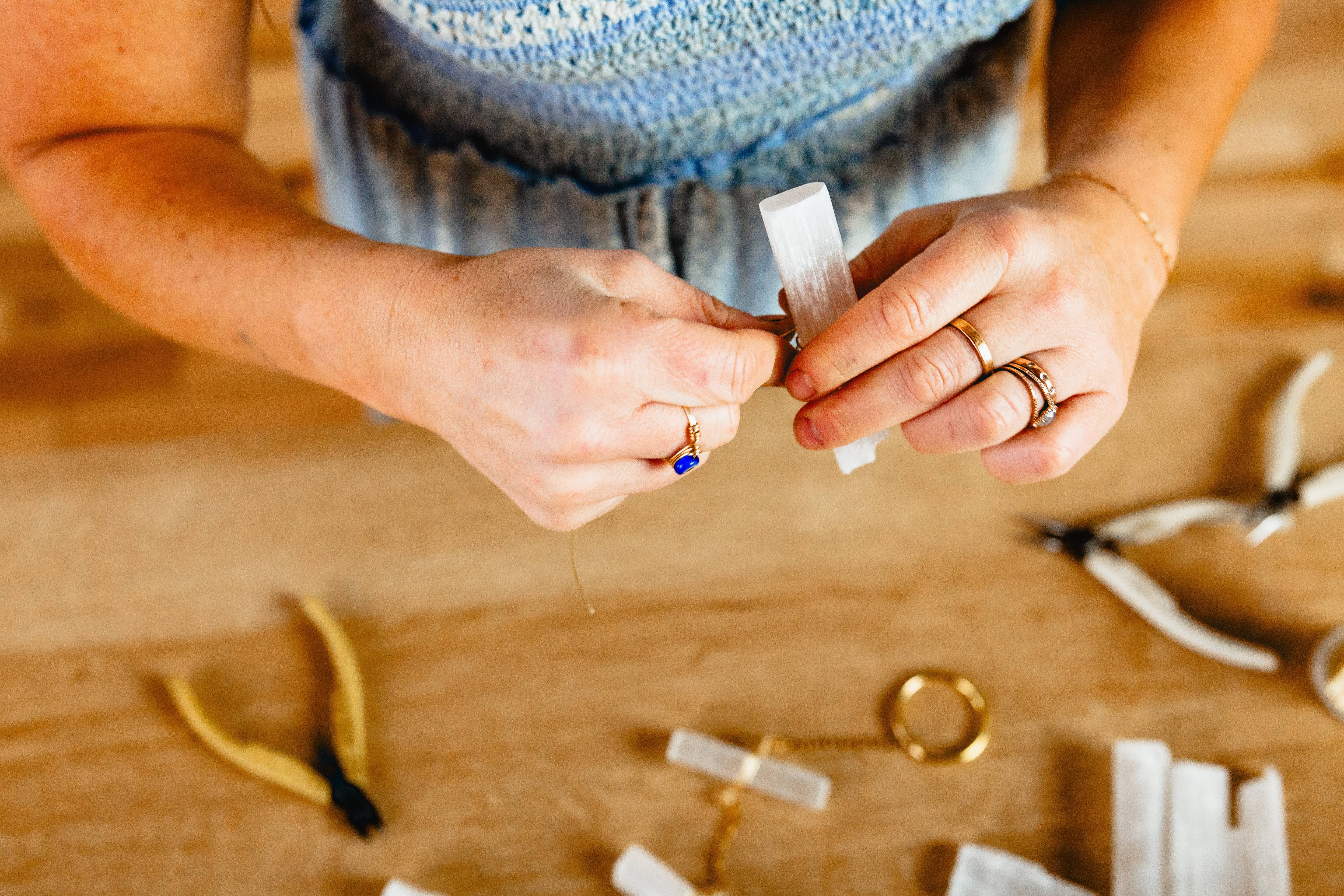 Elise Marie DeSigns - Wholesale Mobile - Selenite Wand Wall Hanging | Zen Crystal Wand Home Decor7