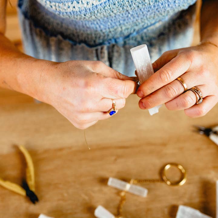 Elise Marie DeSigns - Wholesale Mobile - Selenite Wand Wall Hanging | Zen Crystal Wand Home Decor7