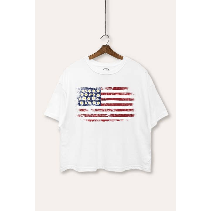 STARCHIS - Wholesale T-Shirt (Graphic) - Women's - AMERICAN FLAG GRAPHIC BOXY CROP T-SHIRT3