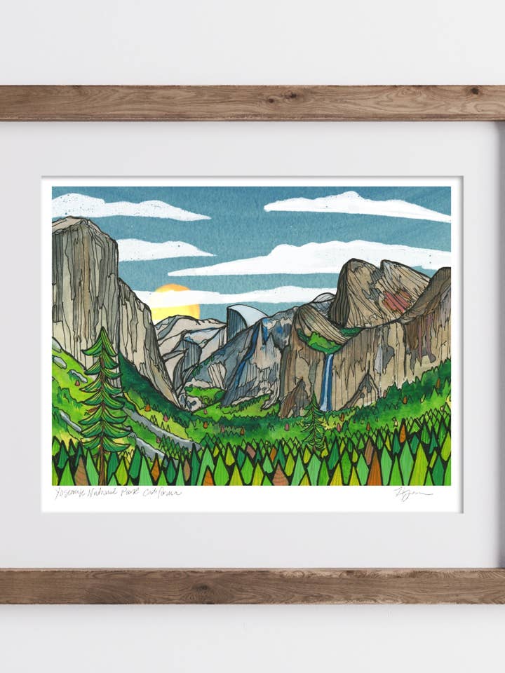 Yosemite Valley Bordered Print- Archival Matte Paper- Hand Titled and Signed for wholesale by Heidi Garner Studio