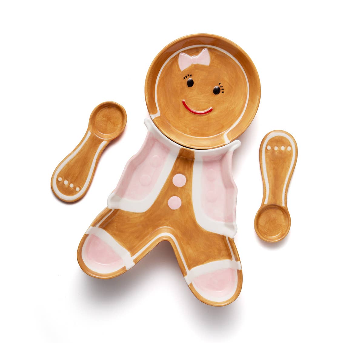 Godinger - Wholesale Appetizer Serveware - Gingerbread Pink Servers Set - Christmas - Holiday Decor