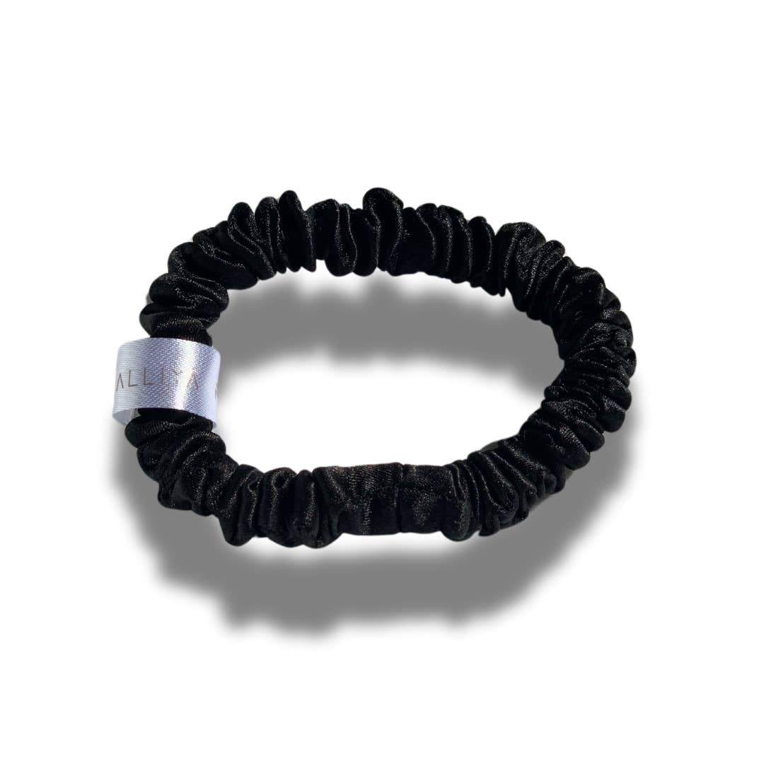 Malliya - Wholesale Scrunchie - Women’s - Small 100% Silk Scrunchie - Midnight Black