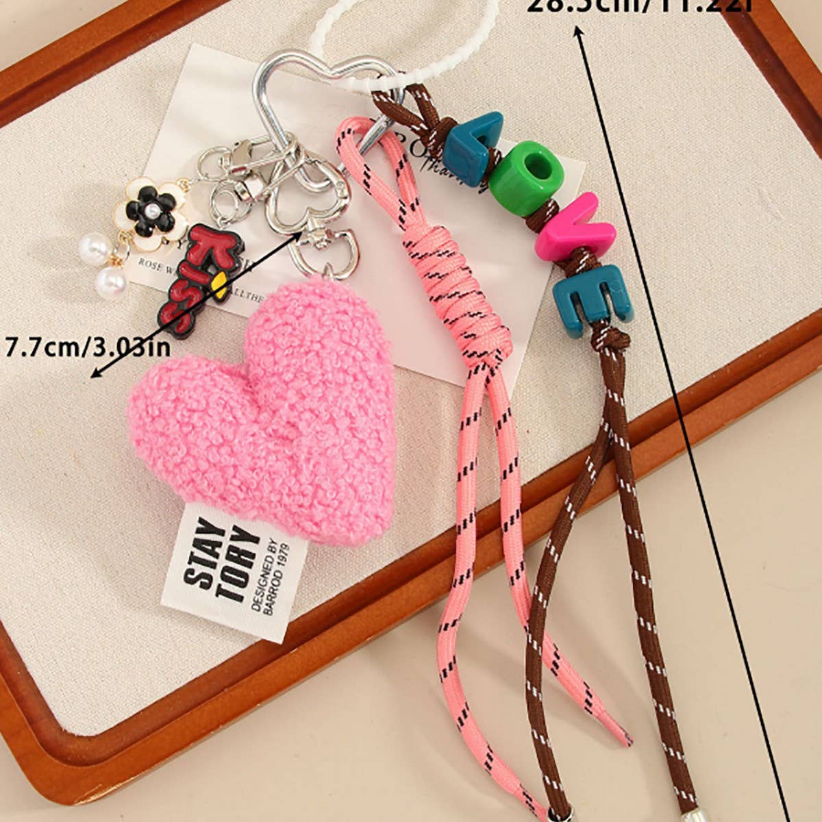 Pink Plush Heart LOVE Bag Charm – Fashion & Chic_CWMM7560 for wholesale on Faire4