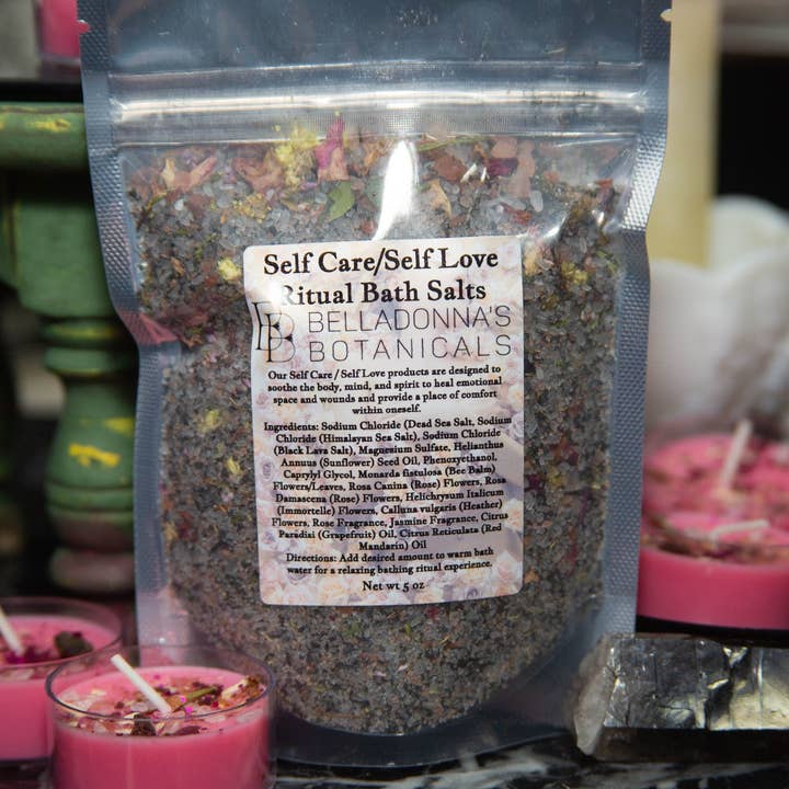 Self Love + Self Care Ritual Bath Salts for wholesale by Belladonnas Botanicals