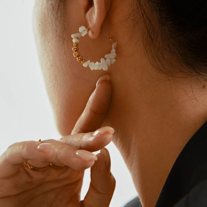 Lovelika - Wholesale Single Earring - Hoop earrings set with natural stones - Beatrix13