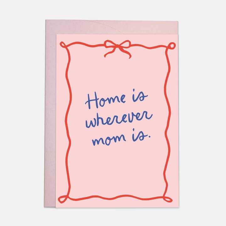 Wenskaart ‘Mom home’ (lintversie) voor wholesale door Kaart Blanche