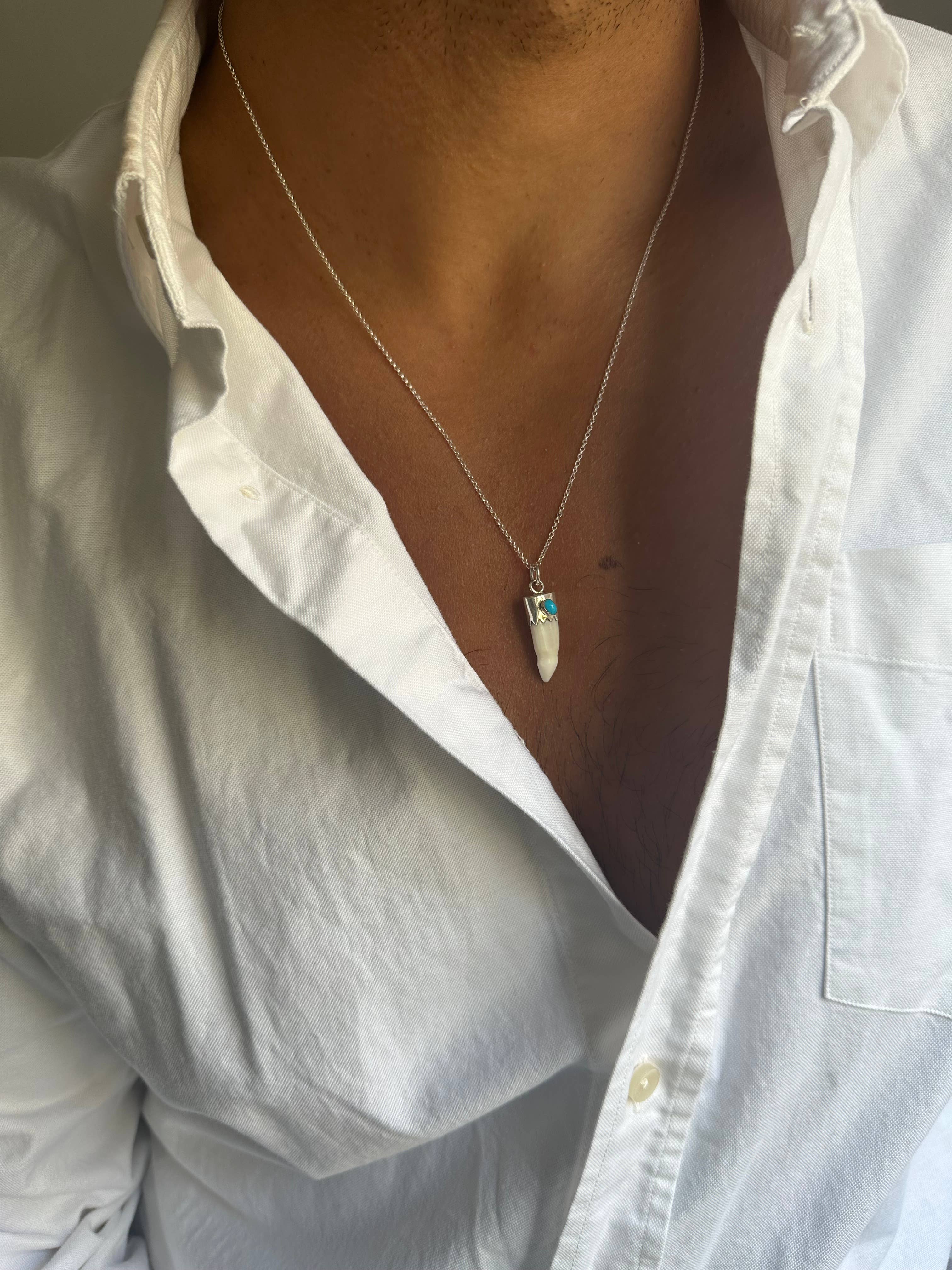 Christina Christi – Engroshandel Halskæde med vedhæng – Mænds sølv tand halskæde, sølv kæde halskæde, ben4