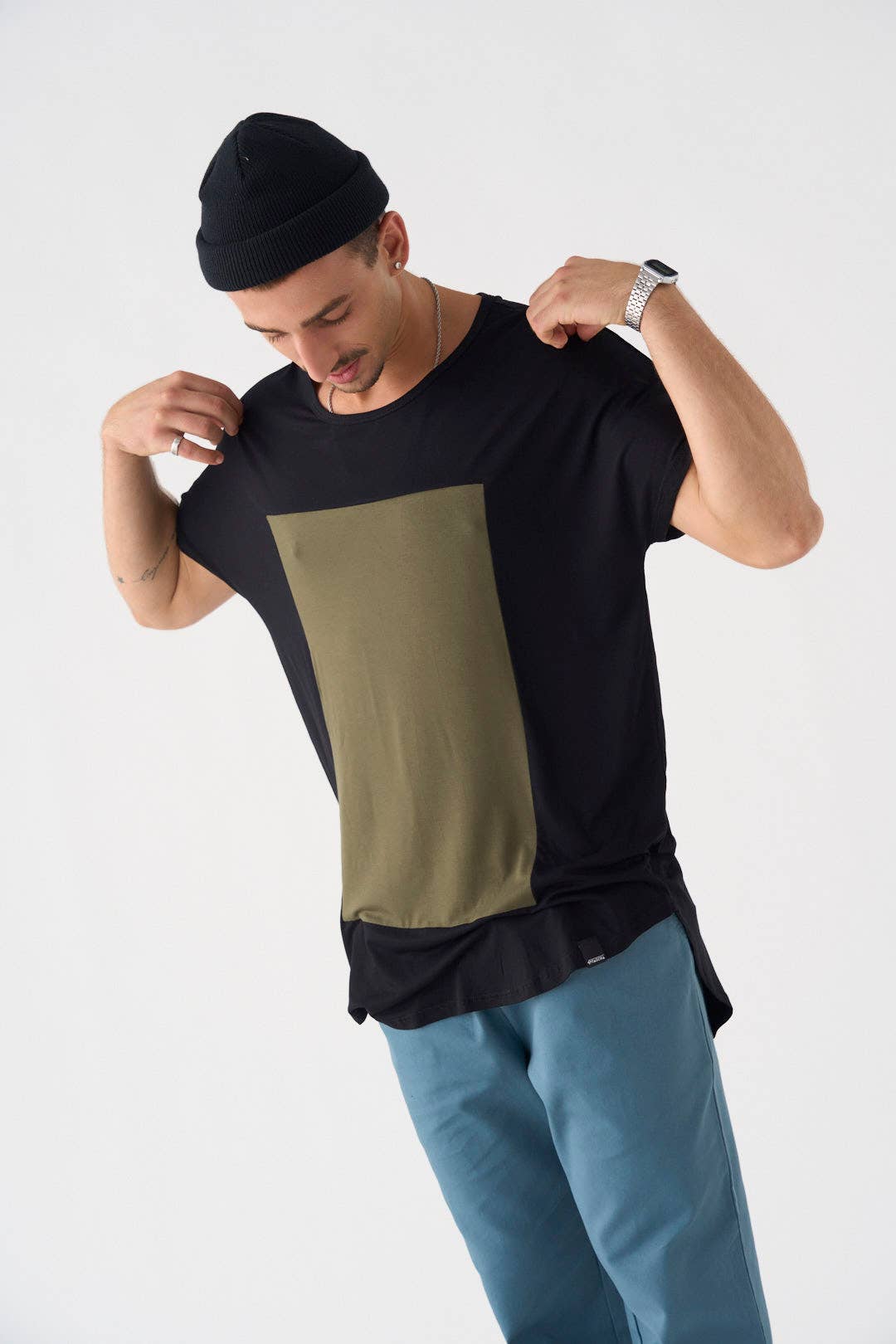 Pitagora - Wholesale T-Shirt - Unisex - Quadrilateral T-shirt Black - Green0