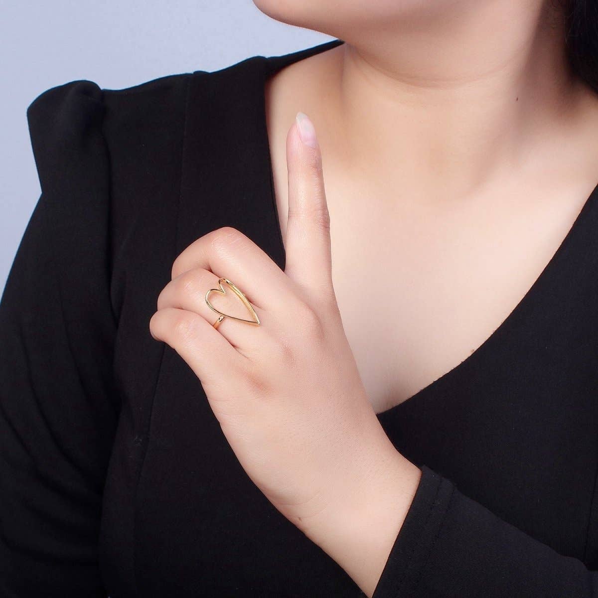 Aim Eternal – Engroshandel Statementring – Enkel guld hjerte ring O-7621