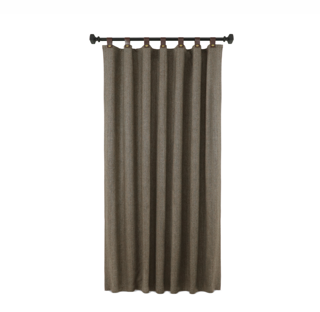 Amore Beauté - Wholesale Curtain - Taupe Chevron Wool Curtains With Leather Tabs1