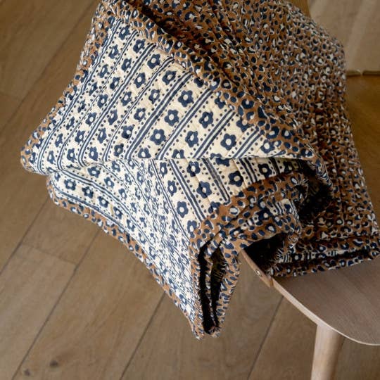 Love Explorers - Wholesale Throw Blanket - Leopard brown/flowers cover
