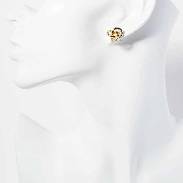 Wild Honey - Wholesale Stud/Post Earrings - Polished 14K-Gold-Dipped Brass Love-Knot Stud Earrings1