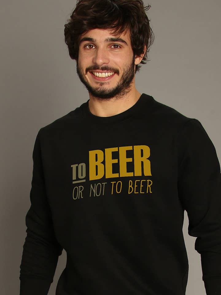 TO BEER OR NOT TO BEER MEN'S BLACK SWEATSHIRT for wholesale by Wooop