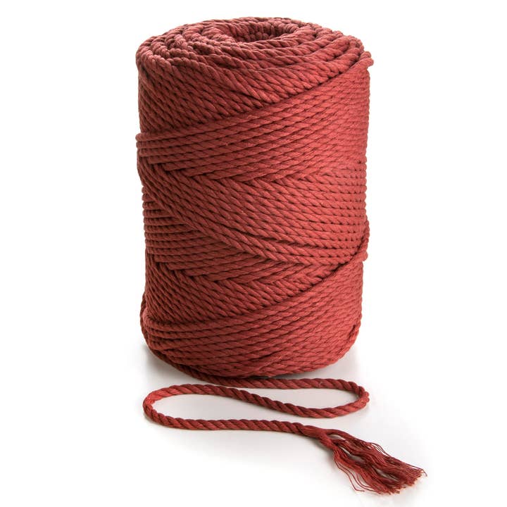 4MM 3 Strand Twisted Macrame Cotton Rope 1kg BORDO 140 - 145 m Macrame Rope 3 ply Craft String for wholesale by MB Cordas