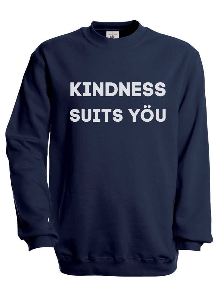 Kindness Suits Yöu Sweatshirt in Navy for wholesale by HÖRFA