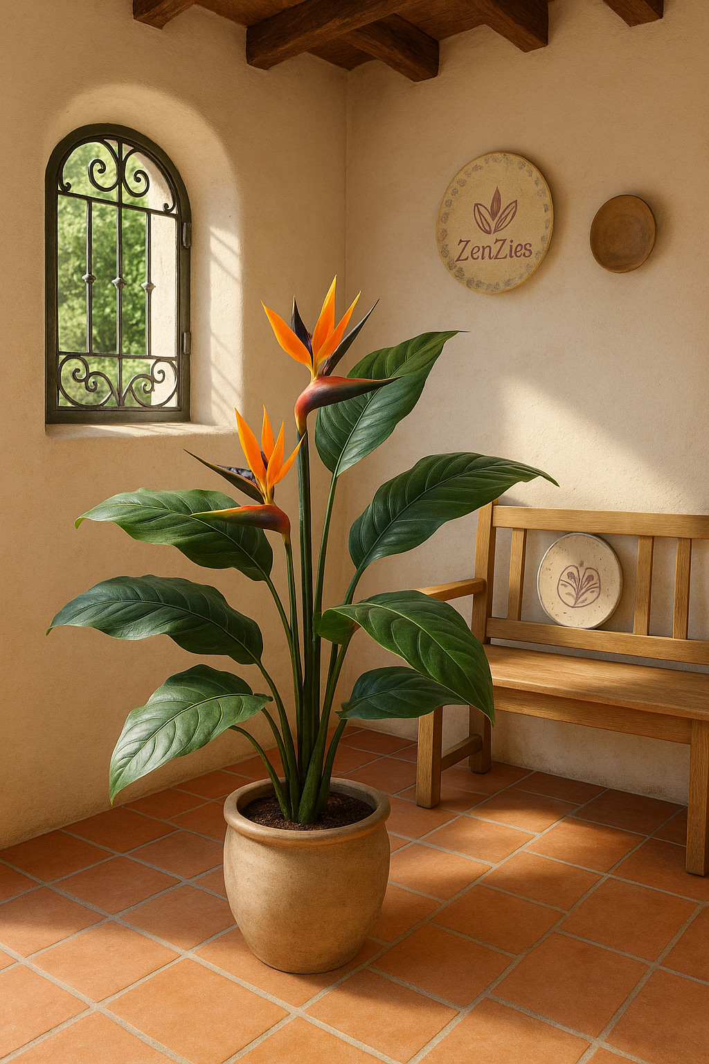 ZenZies - Venta al por mayor Plantas artificiales - Planta artificial paraíso tropical de 120 cm2