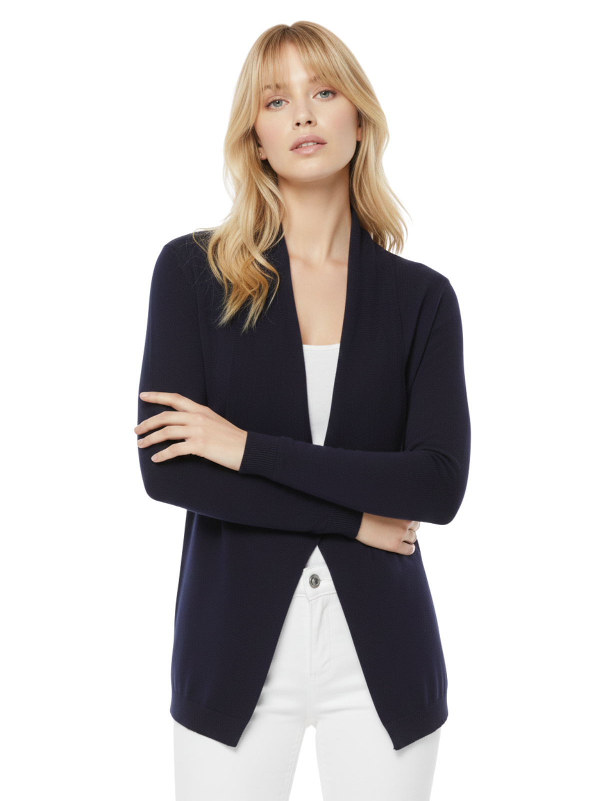 Mak - Wholesale Cardigan - Women's - Long Sleeve Open Front Draped Sweater Cardigan MK821829