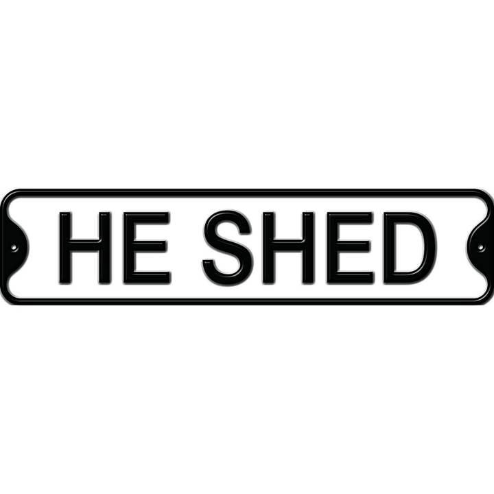 He Shed 3D-geëmailleerd metalen bord - 24* 6 inch voor wholesale door inVintage