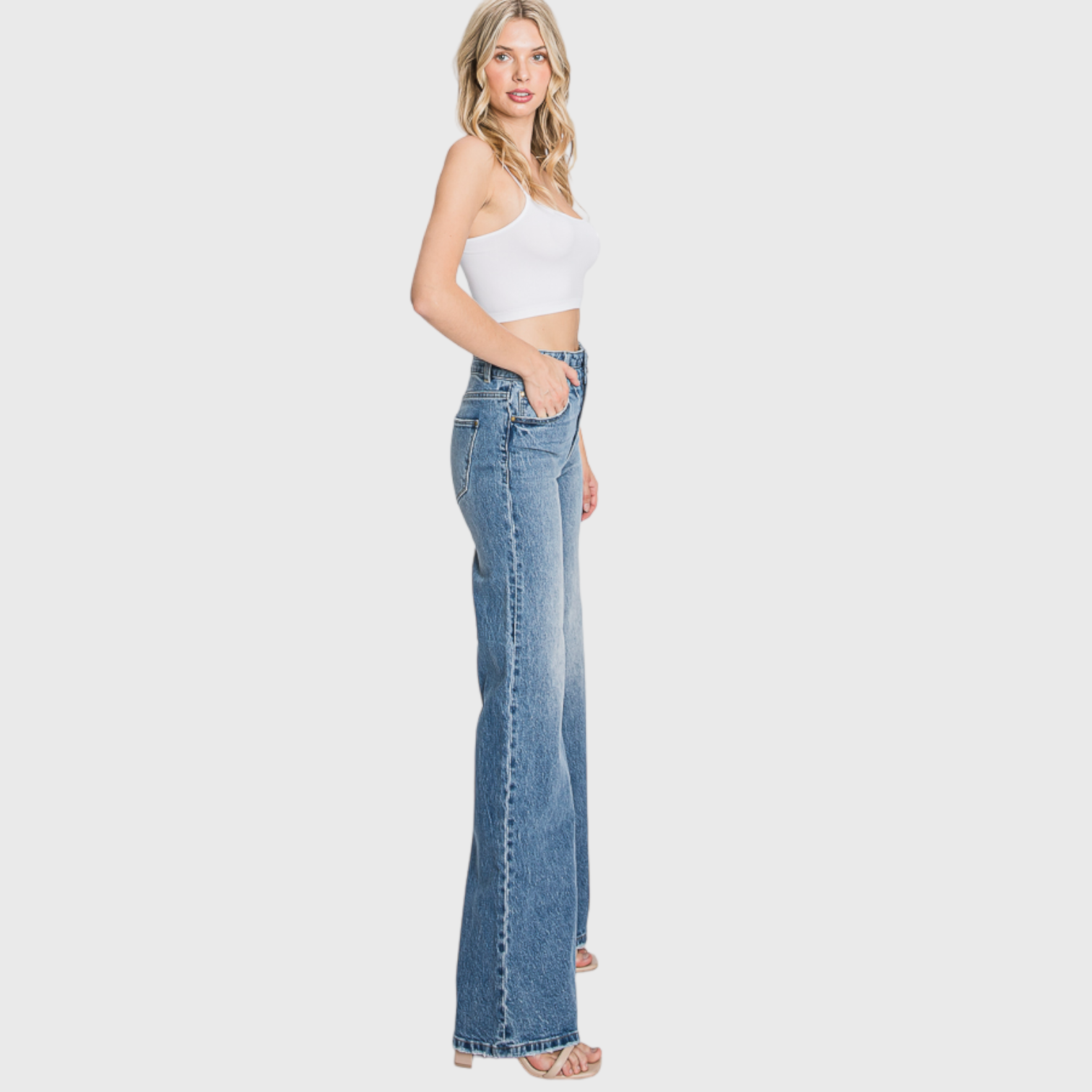 Petra153 - Wholesale Jeans - Women's - P316WF-MD HIGH WAISTED COMFORT STRETCH VINTAGE WIDE LEG2