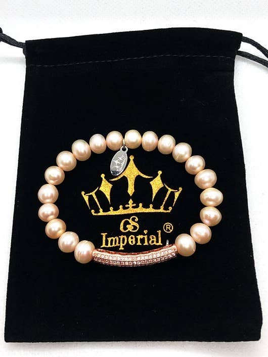 GS Imperial® | Pulsera de Perlas para Damas | Pulserita de Perlas | Pulsera de Perlas de Agua Dulce | Color Oro Rosa | Color Oro Rosado para venta al por mayor de GS Imperial®