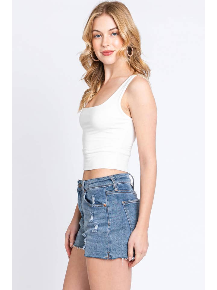 Final Touch - Wholesale Knit Top - Women's - Square Neck Fitted Crop Top - T168594