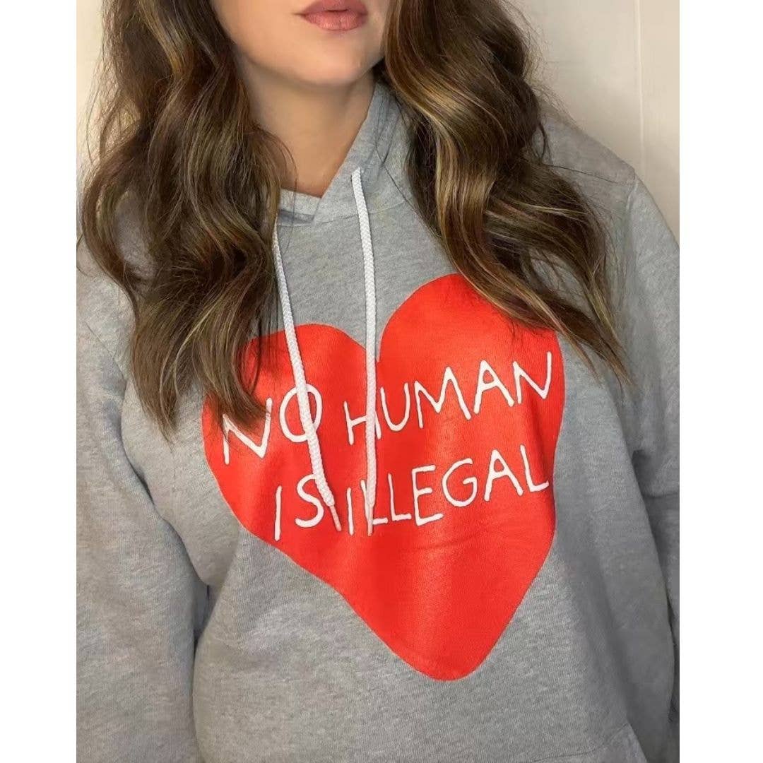 Kind Cotton - Wholesale Hoodie - Unisex - No Human Is Illegal Pullover Fleece4