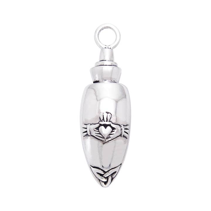 Silver Insanity - Wholesale Urn - Celtic Knot Claddagh Cremation Urn for Ashes Sterling Silver Jar Pendant2