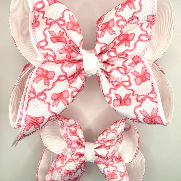 Pink & White Bow Print for wholesale by Luminous Sky Bowtique