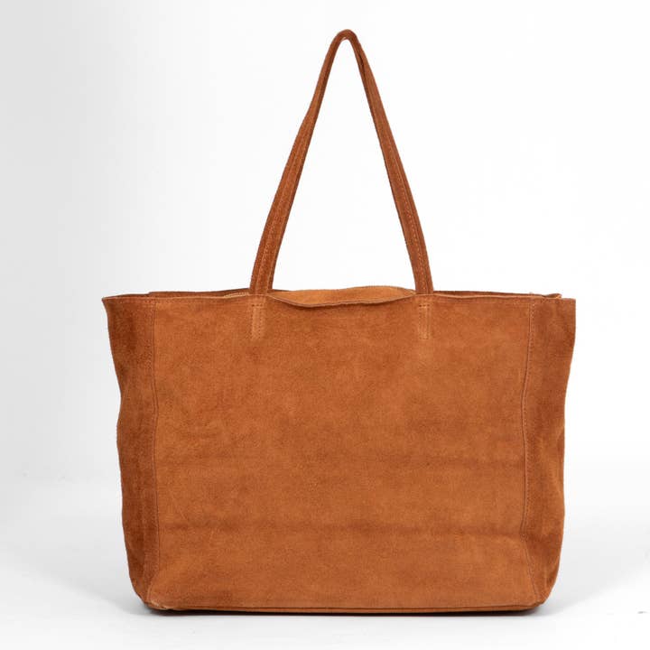 Sarta Pelle – wholesale Tote bag – Women's – Denver Italian Suede Large Tote Bag - Brown1