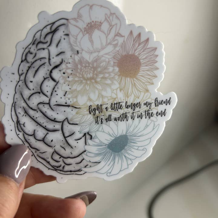 Mental Health - Fight a little longer Vinyl Sticker for wholesale by Apparelbynandt