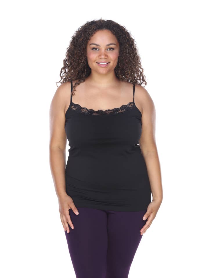 WHITE MARK - Wholesale Tank Top - Women's - Lace Trim Tank Top - Plus Size