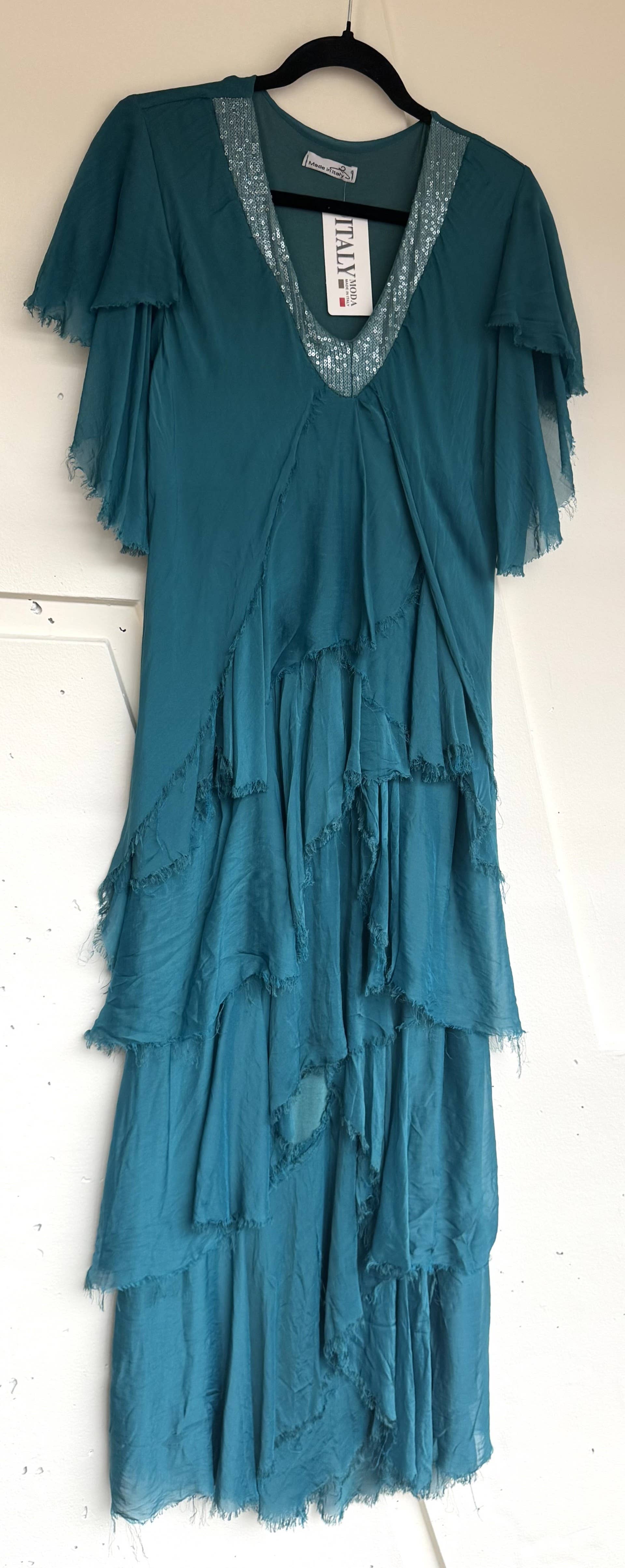 Dance in Paris - Wholesale Dress - Women's - Dress- Silk Maxi with Sequenced V-Neck3