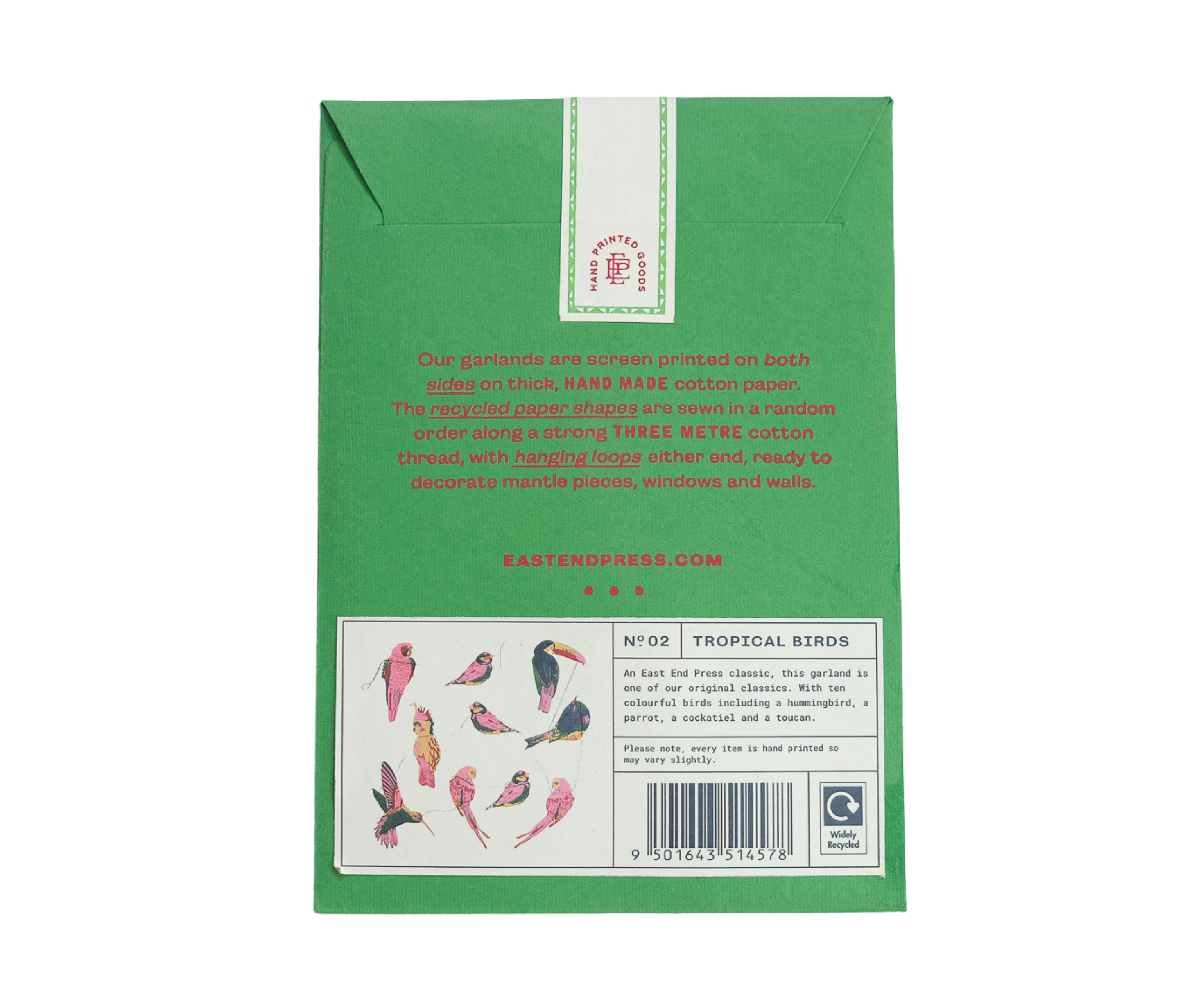 East End Press - Wholesale Bunting/Garland - Tropical Birds Sewn Garland8