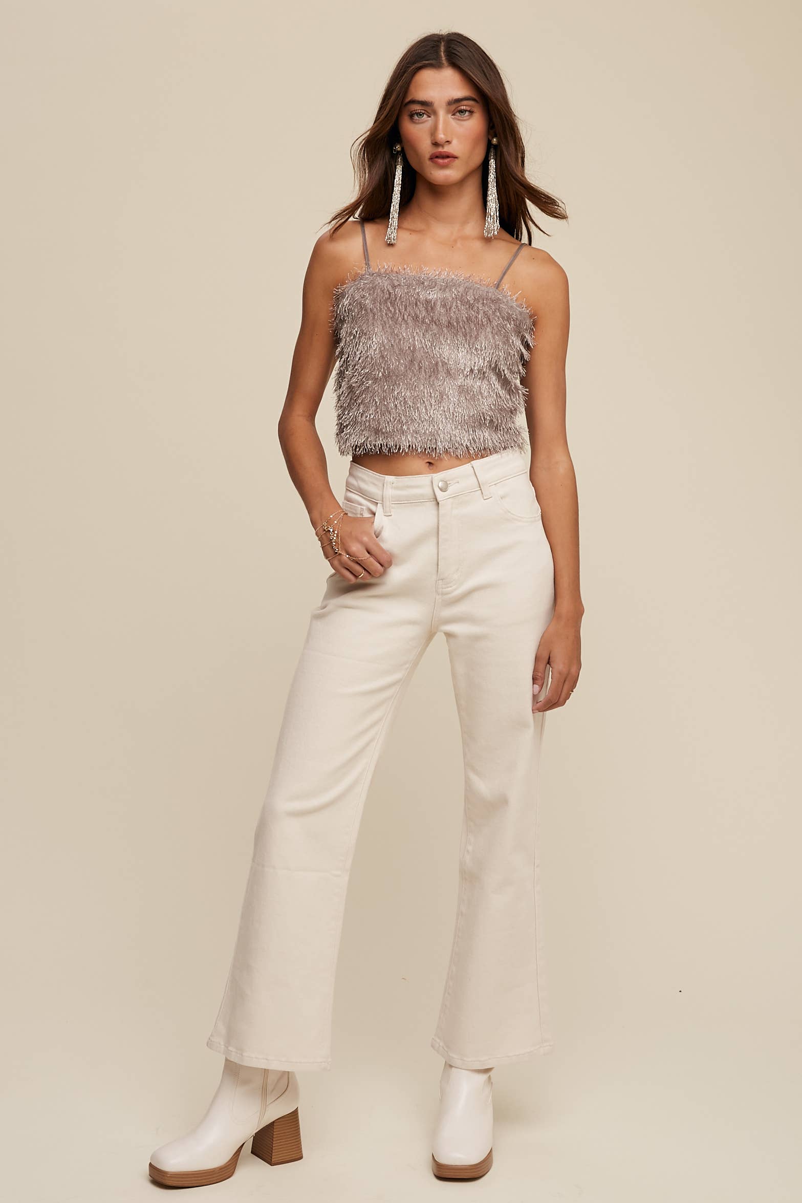 Listicle - Wholesale Camisole - Women's - Metallic Eyelash Knit Cami Top LT131522