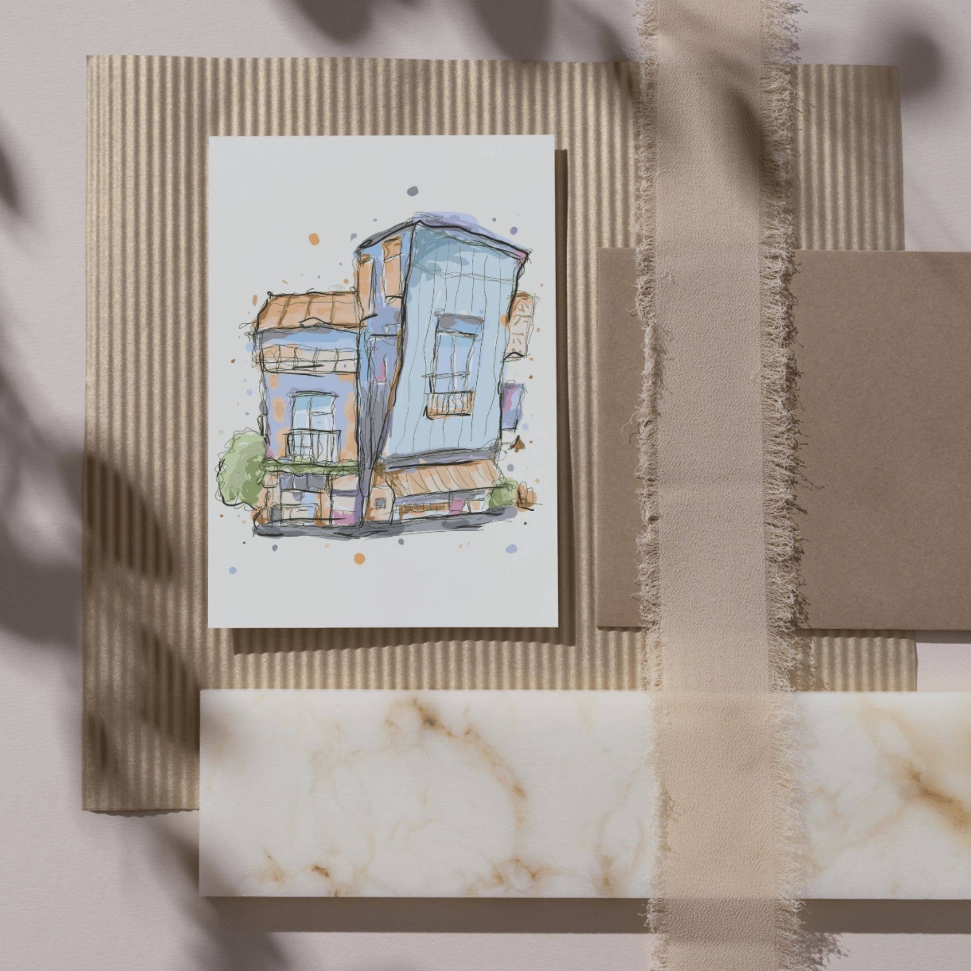 x The Fancy Firefly - Wholesale Art Print - Hand-Drawn Cozy House Print – Urban Sketch Art, A5 & A44