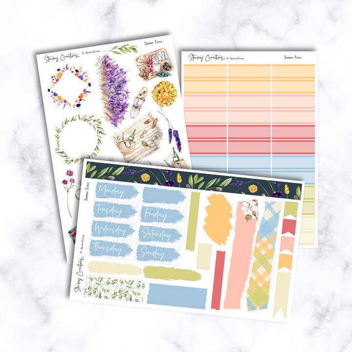 Sommer-Picknick-Tagebuch-Aufkleber für den Großhandel von Stormy Creatives