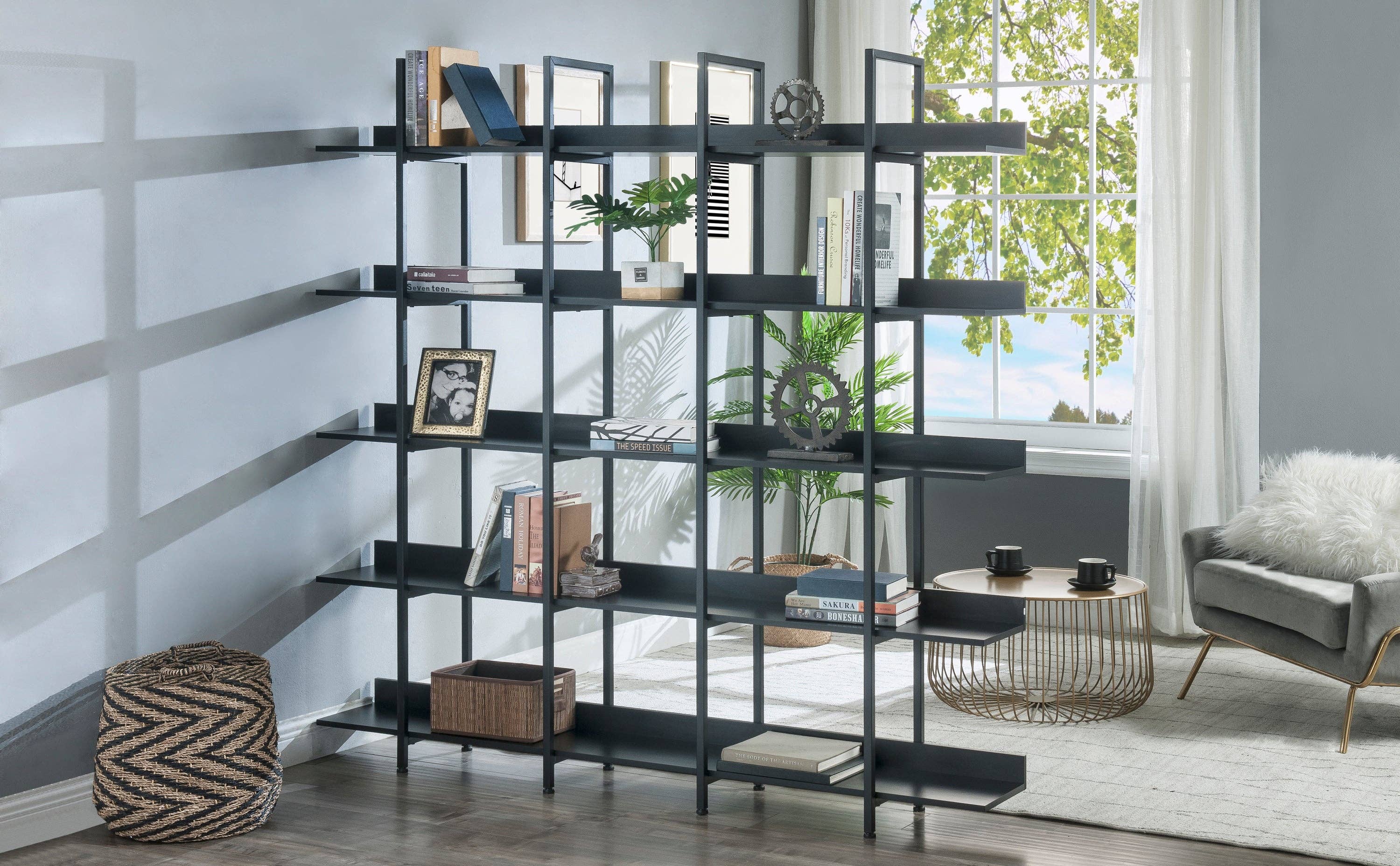 39F Inc. - Wholesale Bookcase - 5-Tier Industrial Bookcase Shelves Metal Frame,5 Colors8