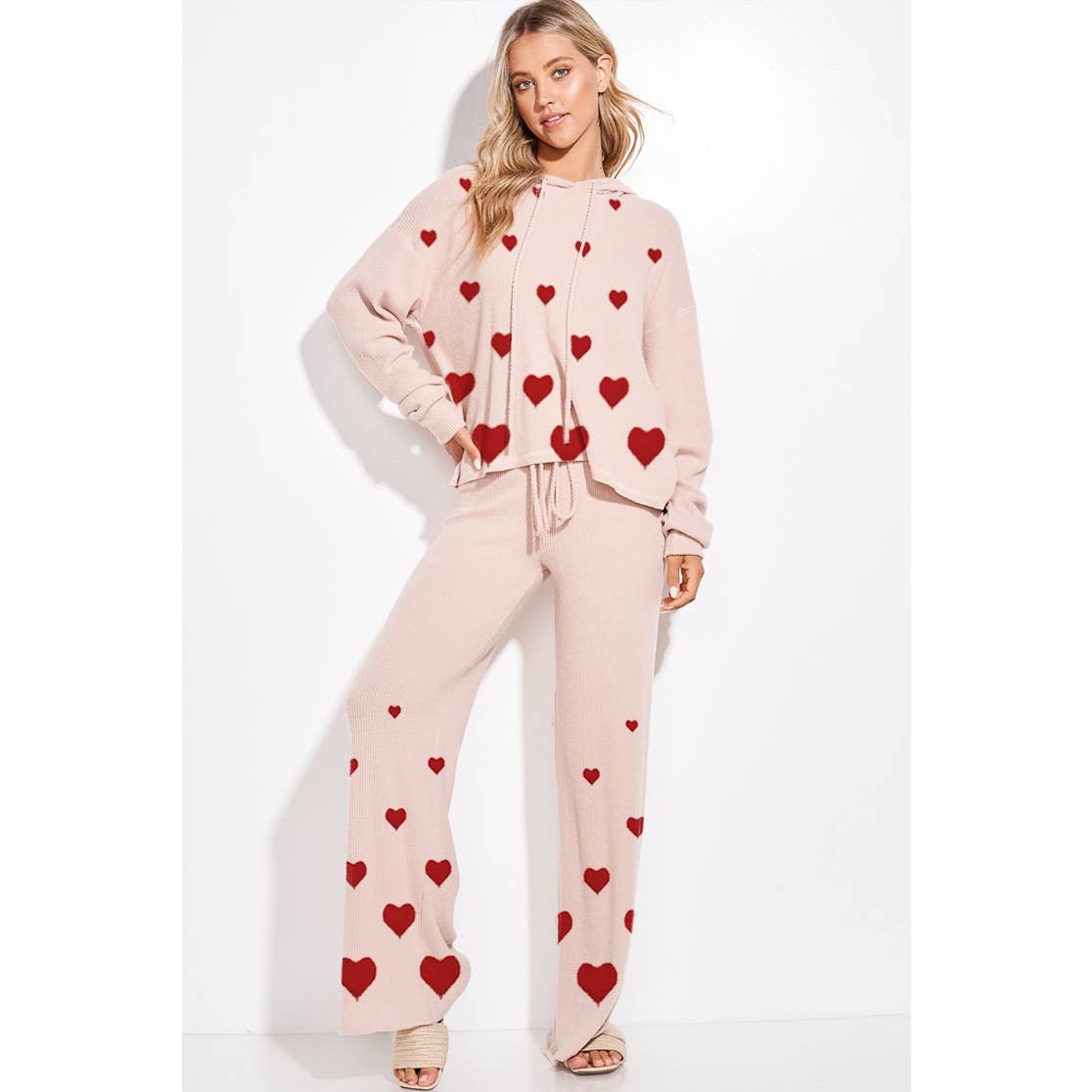 Phil Love - Wholesale Graphic Sweatshirt - Women's - Heart print soft rib Hoodie loungewear set17