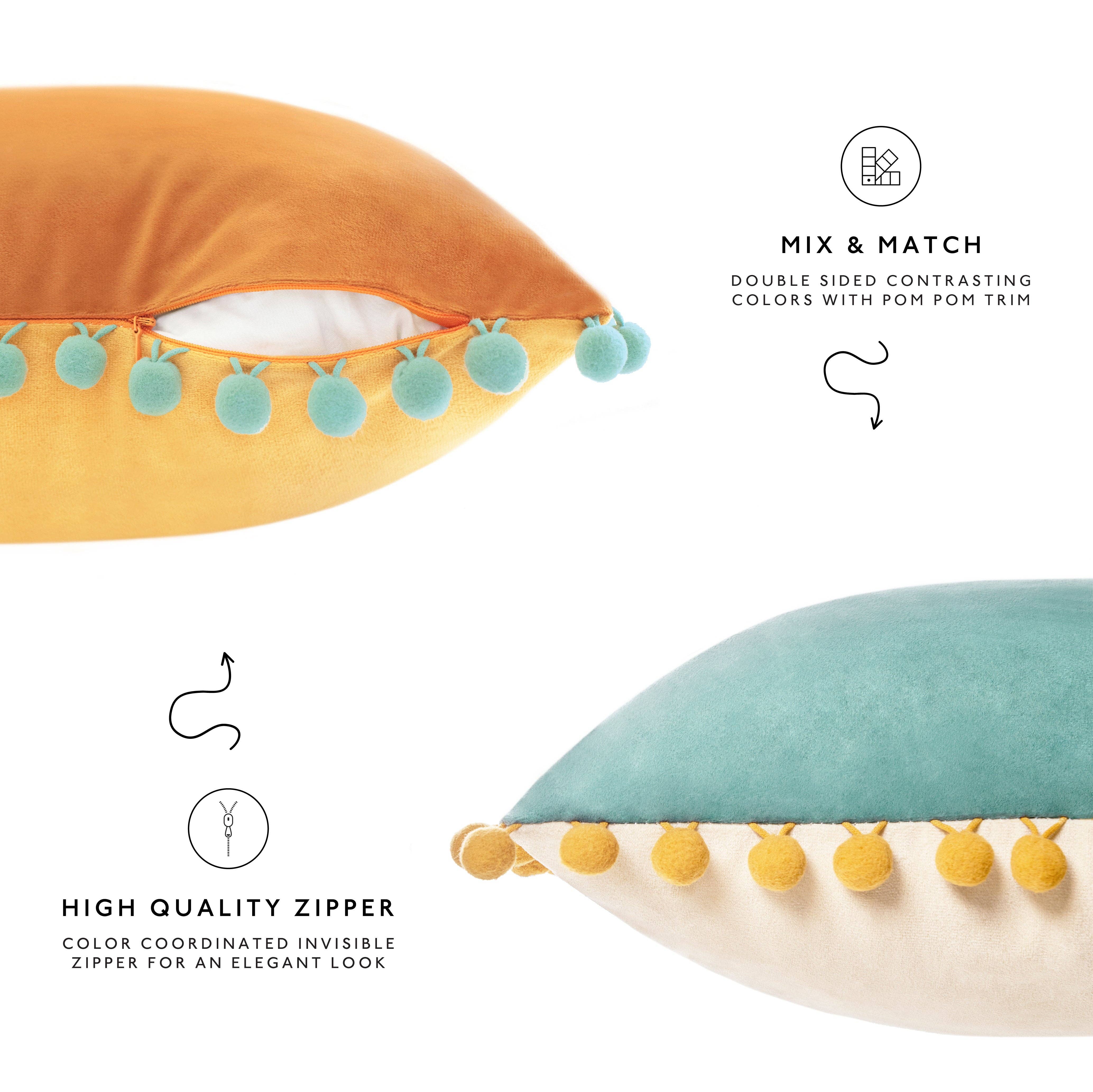 Monday Moose - Wholesale Throw Pillow Cover - Colibri Pillow Covers (2-Pack) - Orange/Teal8