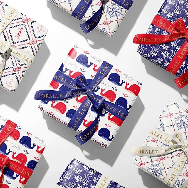 Loralee Lewis - Venta al por mayor Rollos de papel de regalo - Papel de regalo de la colección de ballenas náuticas
