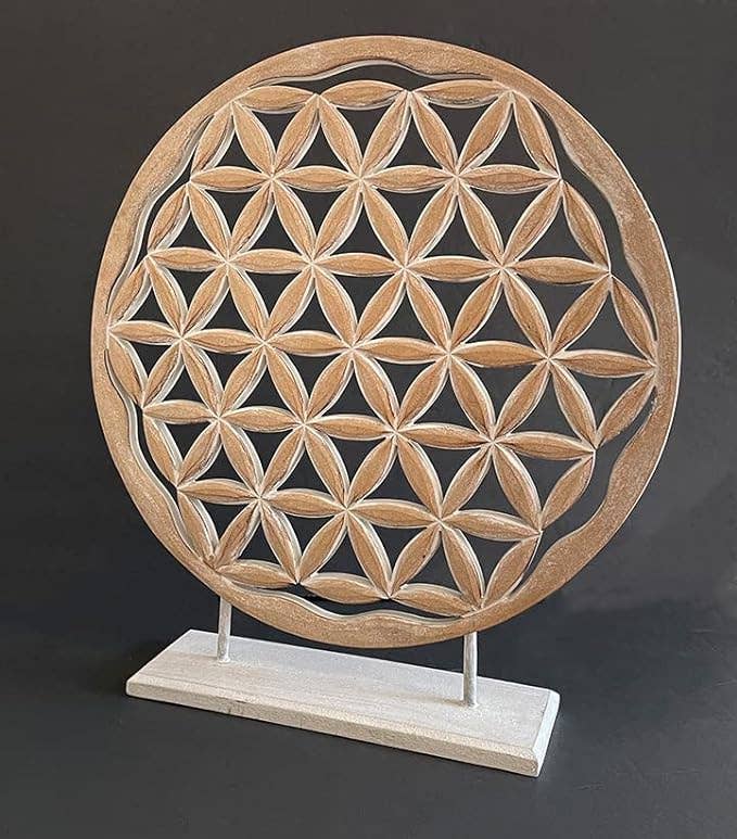 OMA - Eclectic Home - Wholesale Sculpture - Flower Life Wooden Sculpture Chakra Yoga Meditation Decor2