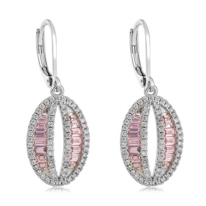 Ovale Ohrringe aus Silber und Rosa mit Hebelverschluss für den Großhandel von The Tiny Gem