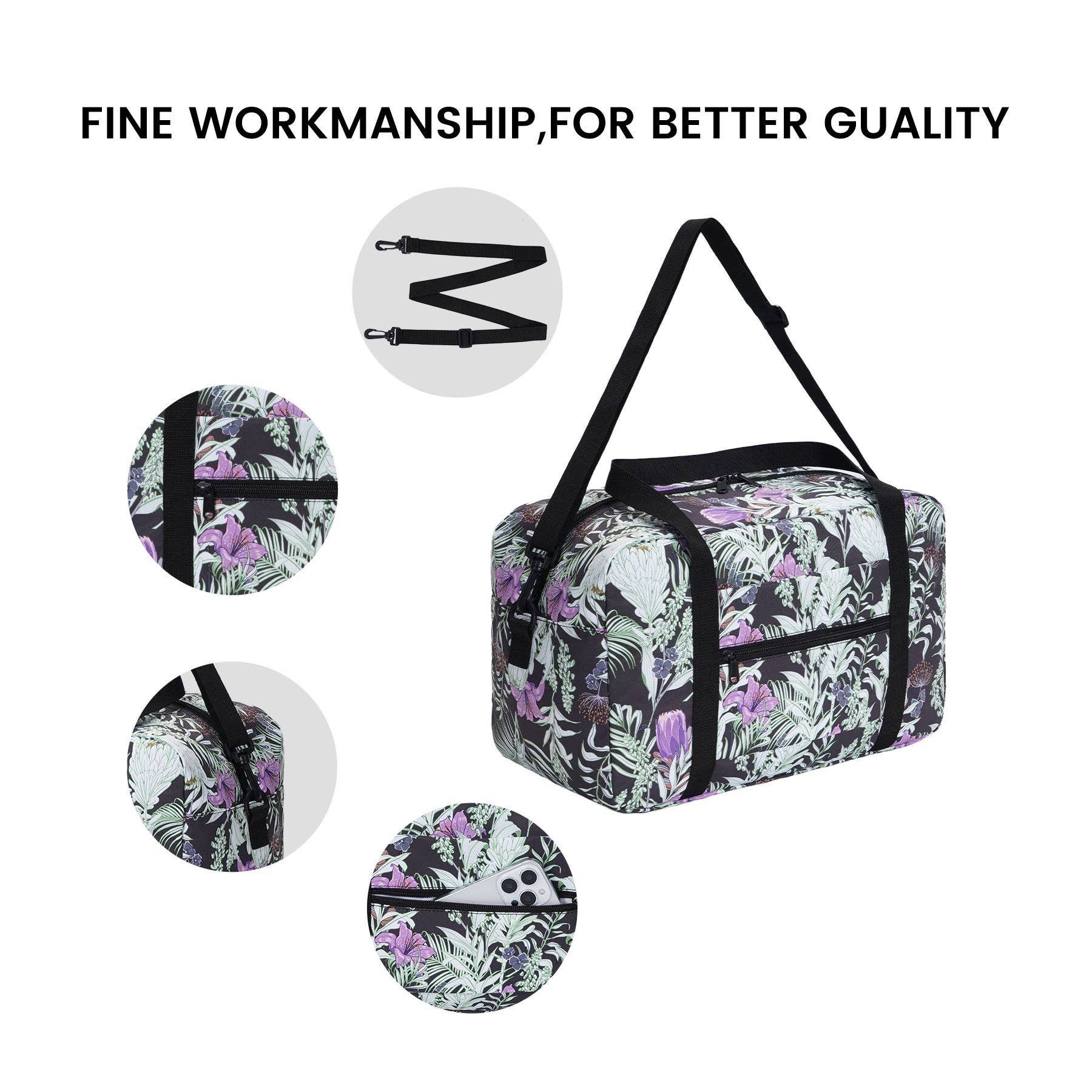 wandf – Saco de viagem - Mulher por atacado – Mala de Viagem Impressa 20L Armazenamento Sob o Assento para Companhias Aéreas25