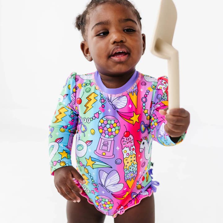 Kiki + Lulu - Wholesale One Piece Swimsuit - Kids - Rocket Lion Long Sleeve Ruffle Swimsuit