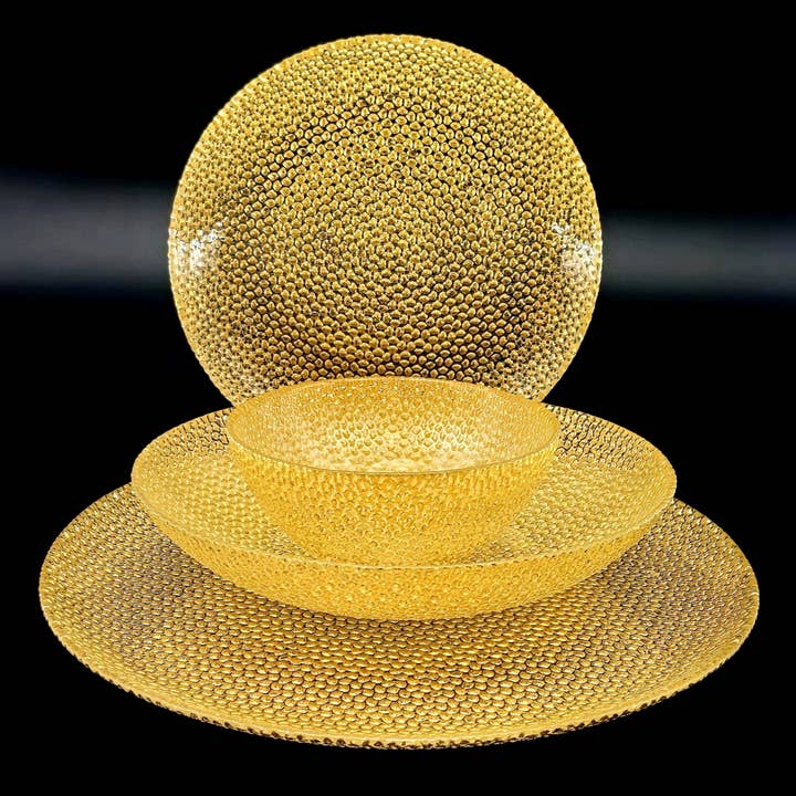 CABANA Gilded Glass 24pc Dinnerware Set for wholesale by RED POMEGRANATE COLLECTION