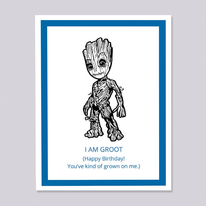 Carte d'anniversaire Marvel Groot pour la vente par Design Corner