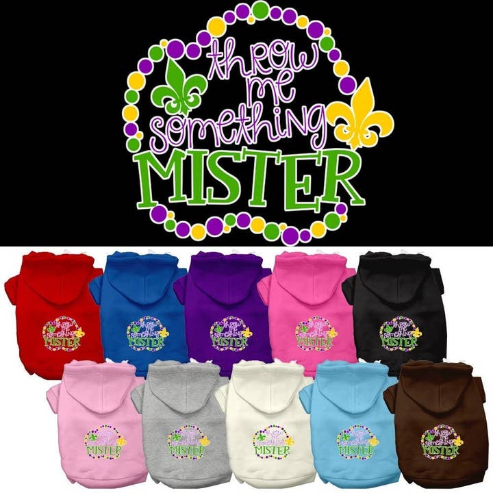 Pet Dog & Cat Hoodie Screen Printed, "Throw Me Something Mister" for wholesale by As You Wish Apparel