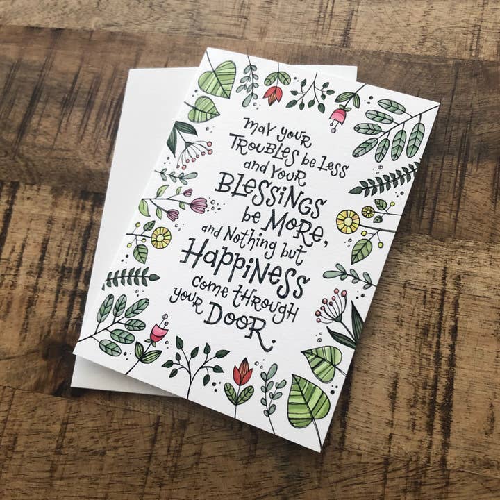 Carte de vœux de bénédiction irlandaise, pendaison de crémaillère, encouragement pour la vente par Inkwood Co